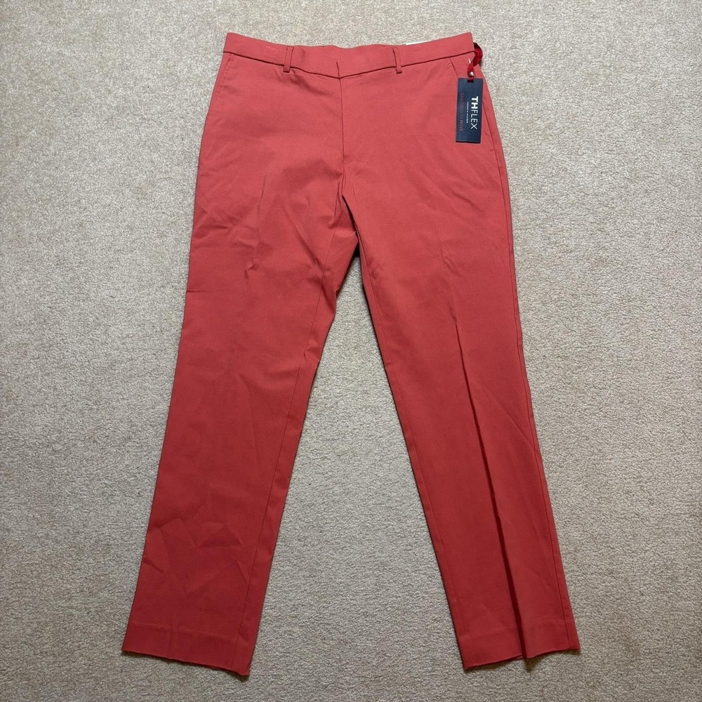 NWT Tommy‎ Hilfiger Pants Mens 33x30 Orange TH Flex Tate Chino Stretch Casual